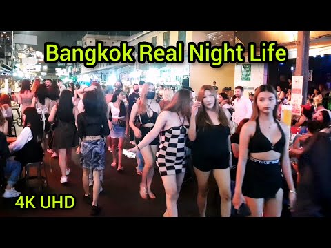 4K Bangkok Real Night Life Scene Thailand Walking Street Nightlife 2022