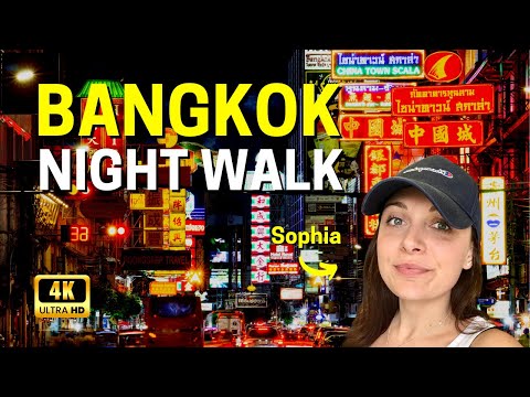 Bangkok Night Walk City | Sukumvit Road | Khaosan Road | China Town | 4K | Original City Sounds