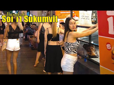 🇹🇭 4K HDR Bangkok | Pretty Girls & Freelancers | Soi 11 Sukhumvit Night Walk Sept 16th 2022