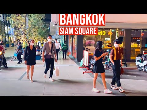 🇹🇭 Bangkok Downtown. Nightlife. Siam Square. Thai Actor Yin Wan meet Fans. Walking Tour. Thailand 4K