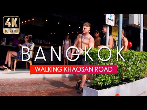 Walking around khaosan road in Bangkok City, thailand 4K 🇹🇭 | Heaven of street food & everything 1st